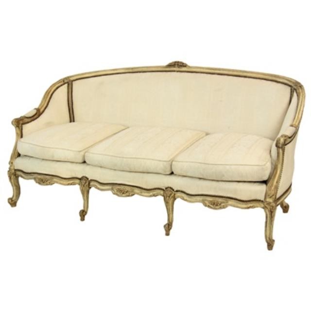 SOFA-75"-WHITE DAMASK-AN