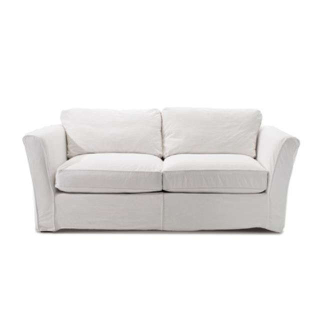 SOFA-White Denim/High Arm/2 Cushion Sofa