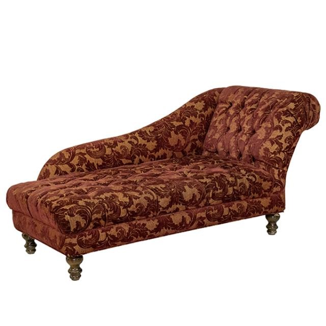 CHAISE-RAF-BURGUNDY FLOCKED