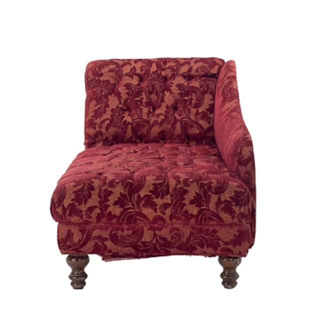 CHAISE-LAF-BURGUNDY FLCKED 71"