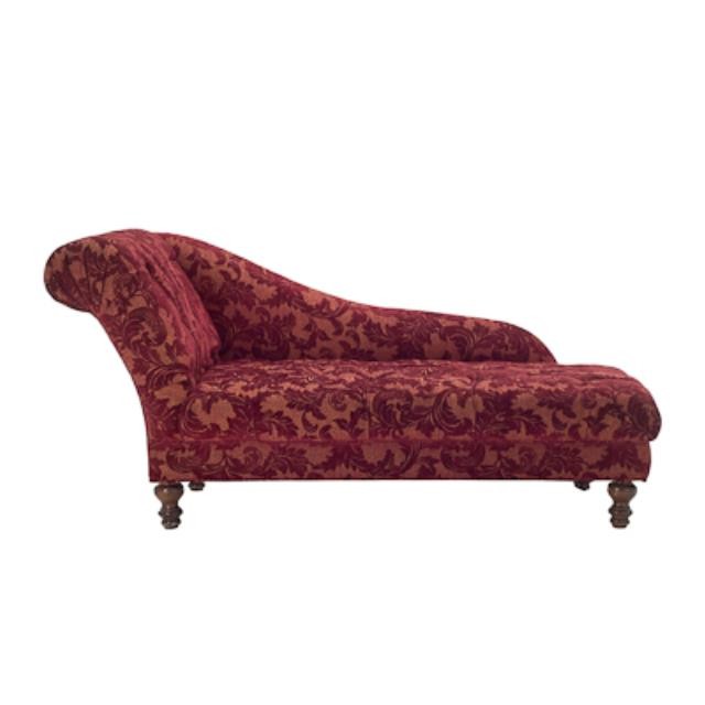 CHAISE-LAF-BURGUNDY FLCKED 71"