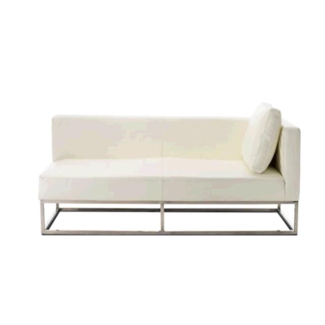 CHAISE-RAF-WHITE LEATHER-CHROM