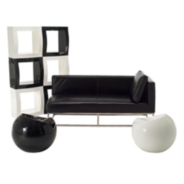 CHAISE-RAF-BLACK LEATHER-CHROM