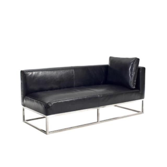 CHAISE-RAF-BLACK LEATHER-CHROM