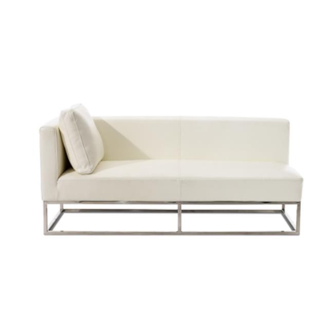 CHAISE-LAF-WHITE LEATHER-CHROM