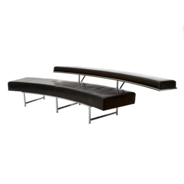 BENCH-BLK LEATHER-2TIER-ARMLES