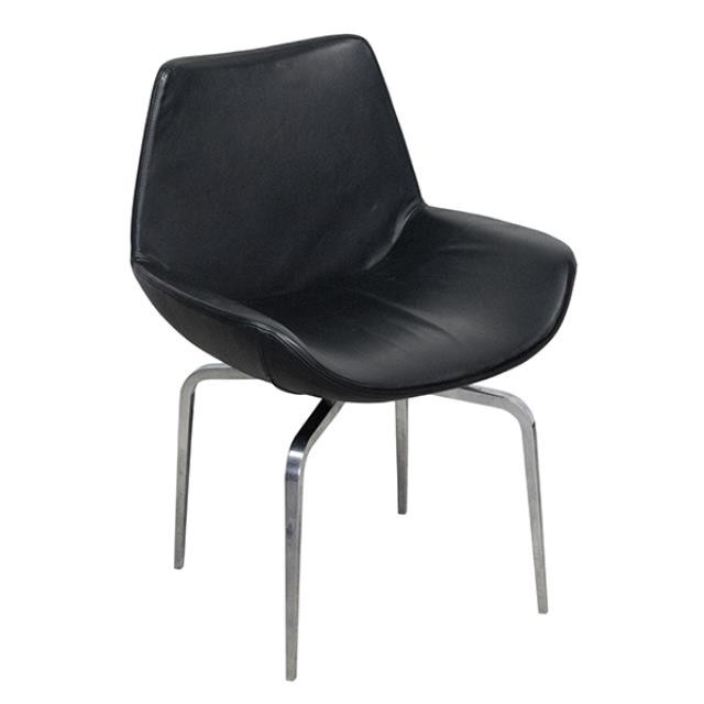 CHAIR-SWIVEL-BLACK LEATHER