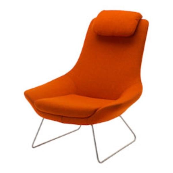 CHAIR-ORANGE WOOL-WIRE BASE