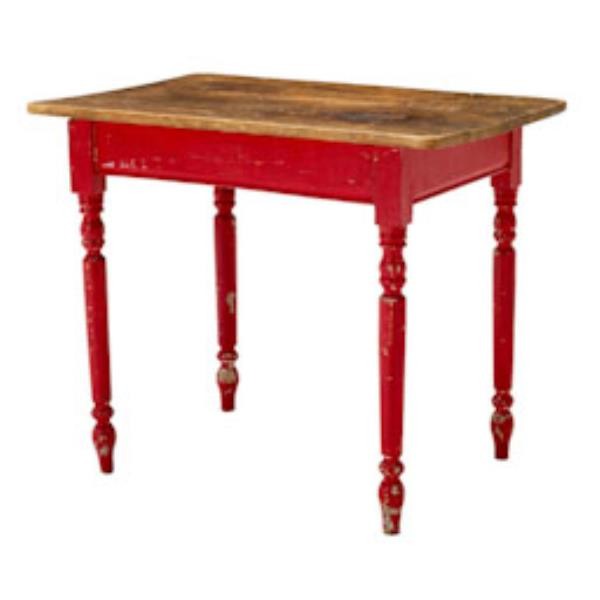 TABLE-KIT-PLAIN WOOD TOP-RED L