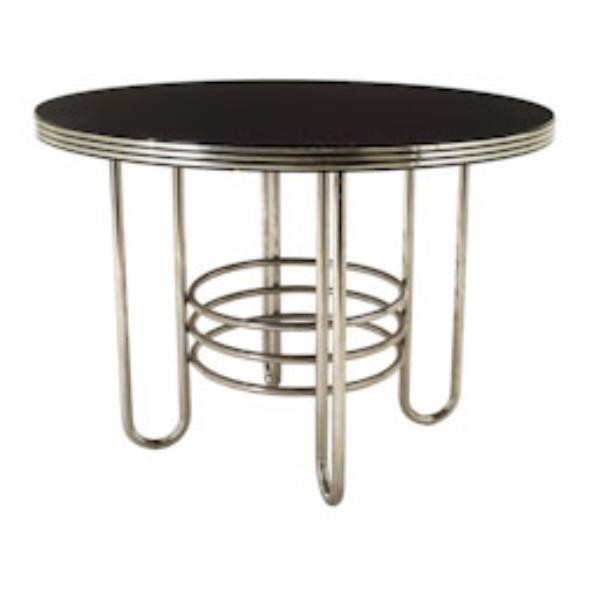 TABLE-DINING-42"BLK GL TOP