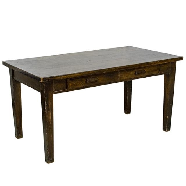 LIBRARY TABLE-Dark Oak 2 Drawer