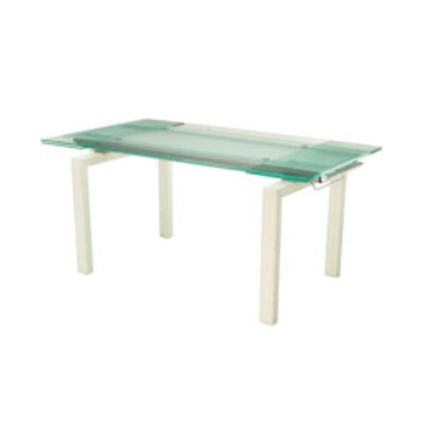 TABLE-DINING-GLASS TOP-WHITE L