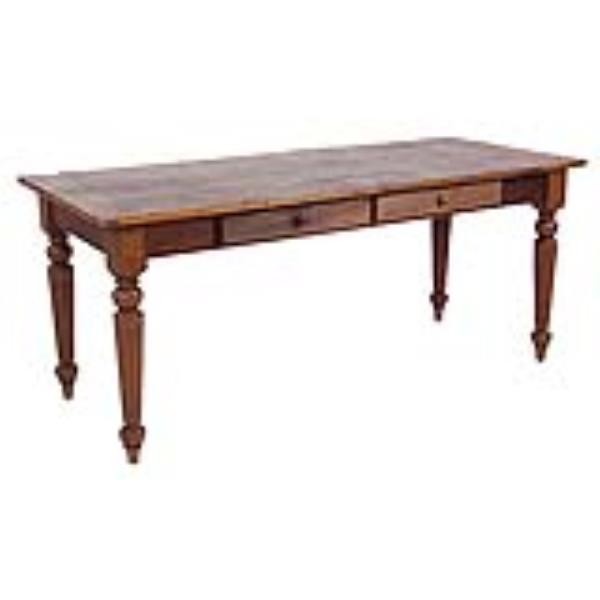 TABLE-WALNUT-2 DRAWER-TURNED L