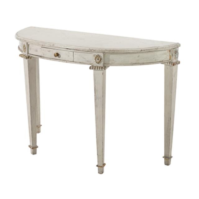 TABLE-CONSOLE-WHT WASH-HALF MO