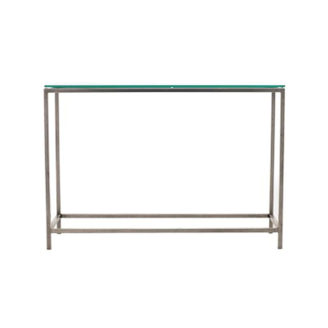 TABLE-CONSOLE-STEEL W/GLASS TO