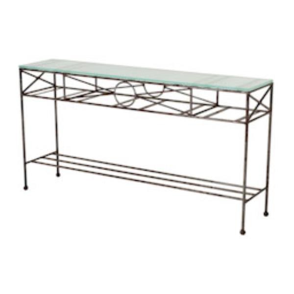 TABLE-CONSOLE-IRON-FROST GLASS