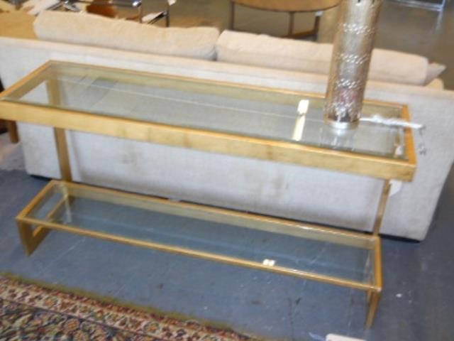 TABLE-CONSOLE-2 TIER-GOLD-GLAS