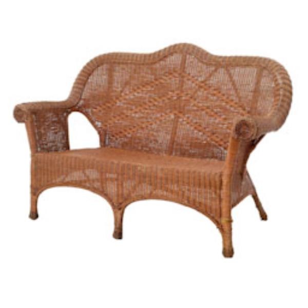 SOFA-BROWN WICKER-FLORAL C