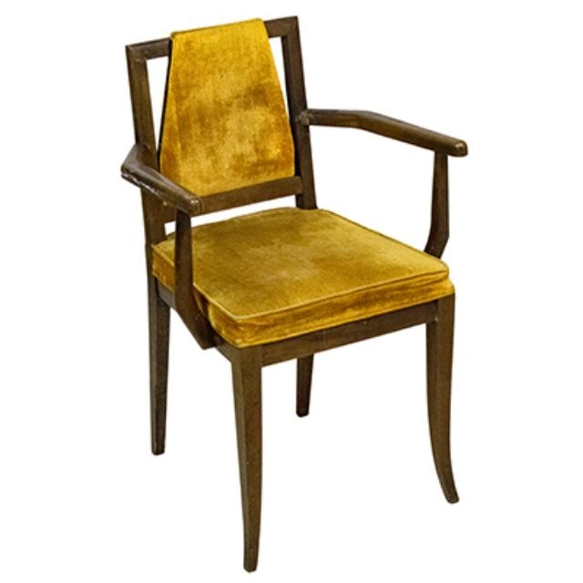 CHAIR-ARM-TEAK-ORANGE VELOUR