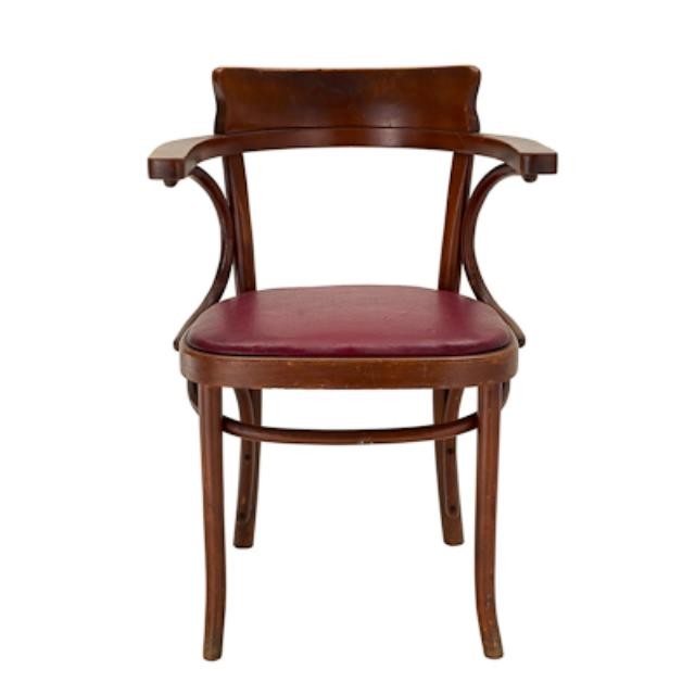 CHAIR-ARM-MAPLE W/RED VINYL SE