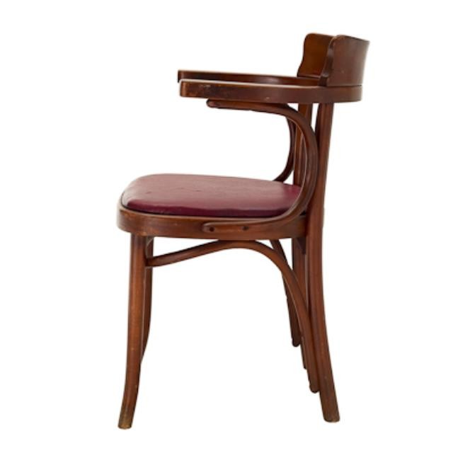 CHAIR-ARM-MAPLE W/RED VINYL SE