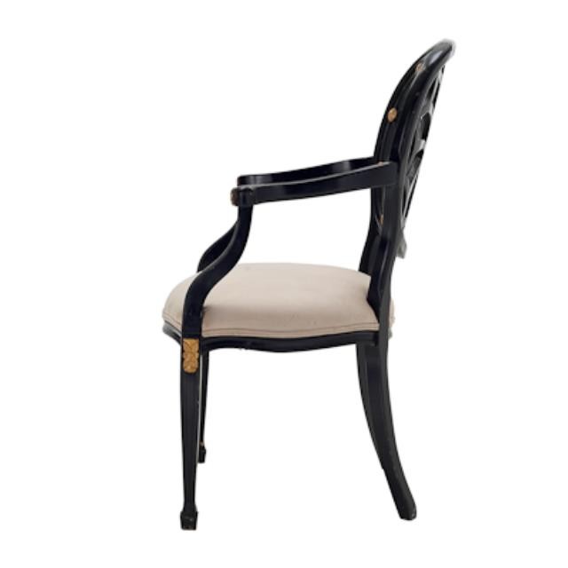 CHAIR-Arm W/Black Spider Back Frame W/Gold Accents-