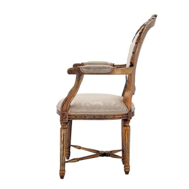 CHAIR-ARM-ANT SLV W/IVORY