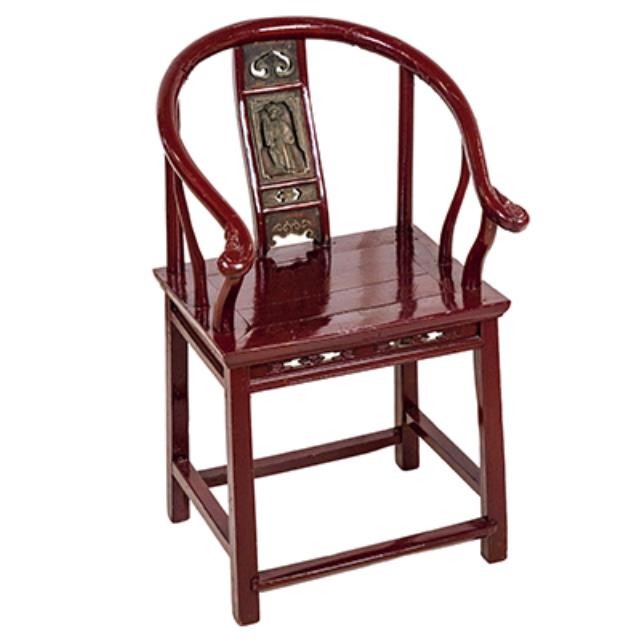 CHAIR-ARM-RED LACQ CHINESE