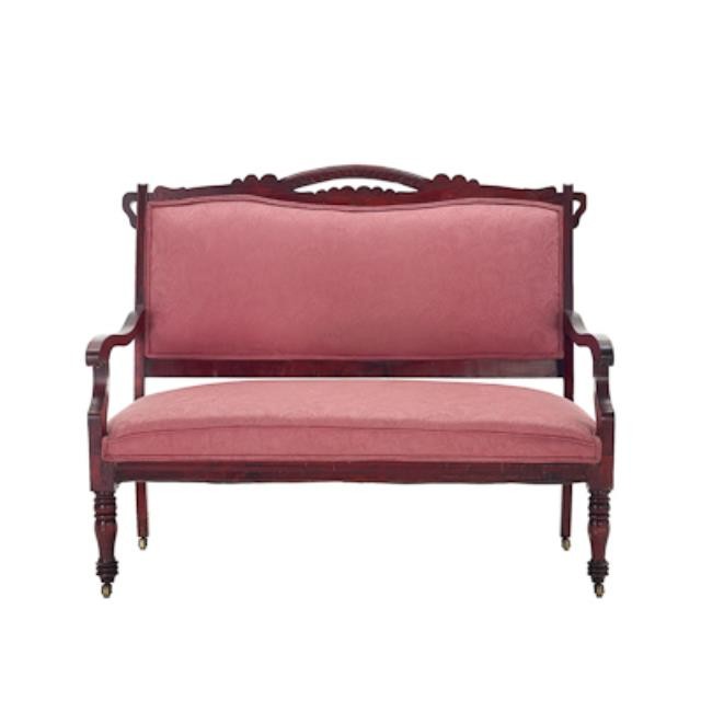 Settee-Mauve-Wood Frame-Wheels