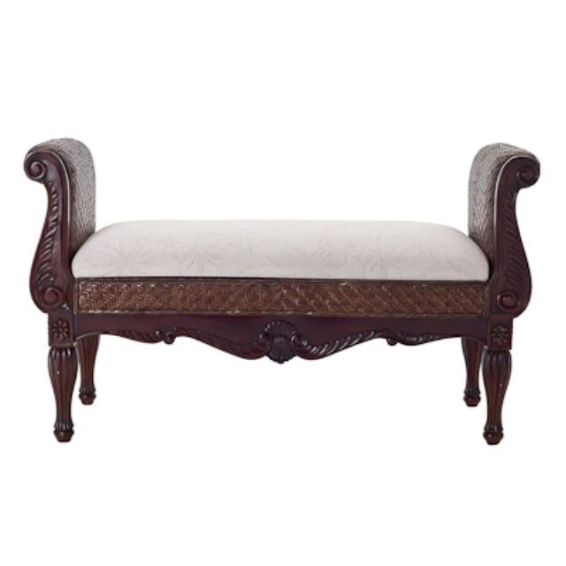 BENCH-DARK RATTAN-BEIGE CUSHIO