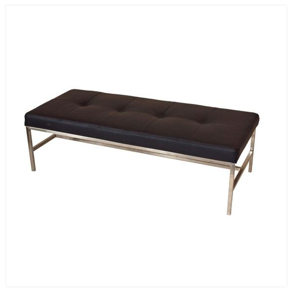 BENCH-BLACK LEATHER-STEEL BASE