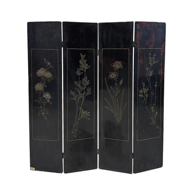 SCREEN-4PANEL-BLK JAPANESE W/F