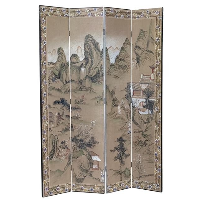 SCREEN-4PANEL-ORIENTAL GARDEN