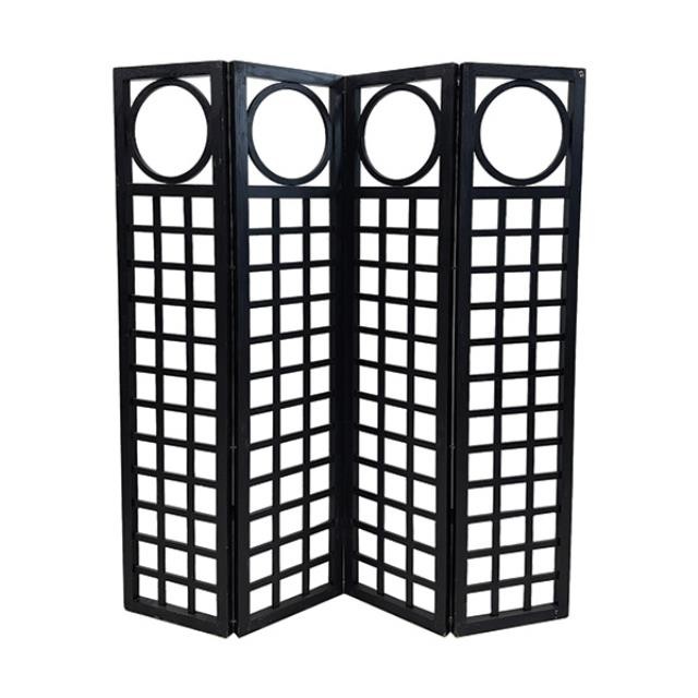 SCREEN-4PANEL-BLK GRID W/CIRCL