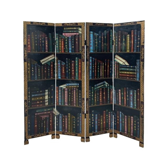 SCREEN-4PANEL-Faux Bookcase