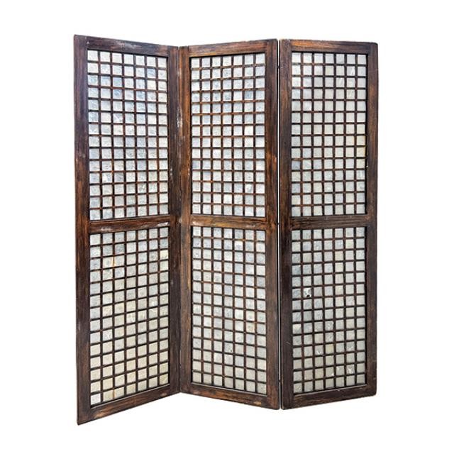 SCREEN-3PANEL-79H-WOOD W/SHELL