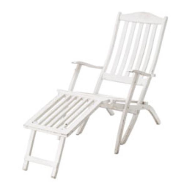 DECK CHAIR-WHITE-W/FOOT REST