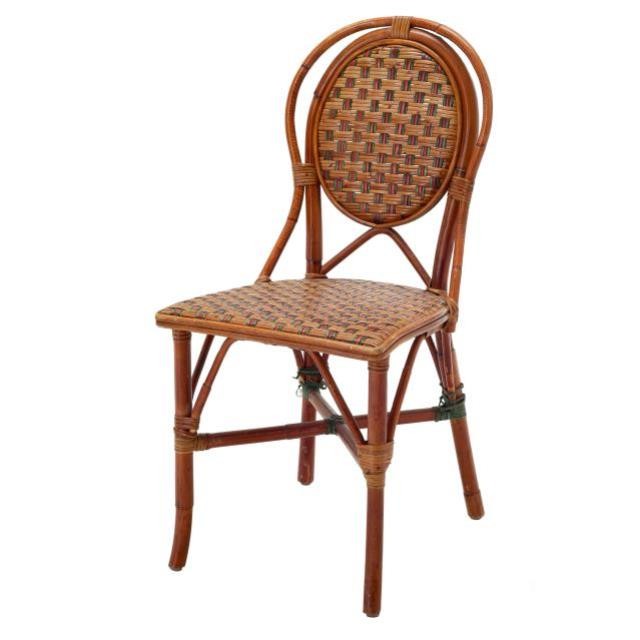 CHAIR-SIDE-BAMBOO W/GREEN&RED WEAVES