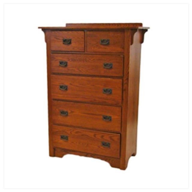 DRESSER-SET-MISSION OAK-Tall Oak 2 Top Drawers Over 4 Drawers