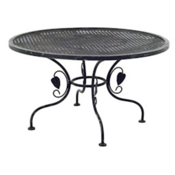 TABLE-BLK IRON GRID W/LEAF SID