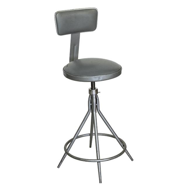 STOOL-GREY SEAT W/METAL