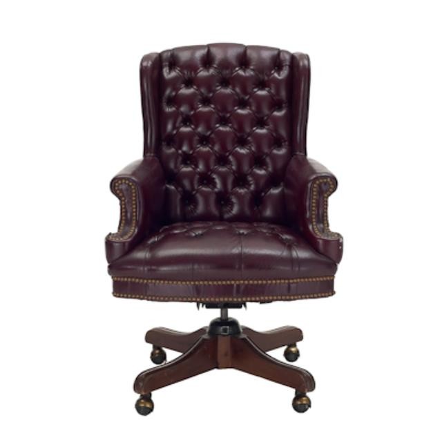 CHAIR-Arm/Executive-Burgundy Tufted Leather