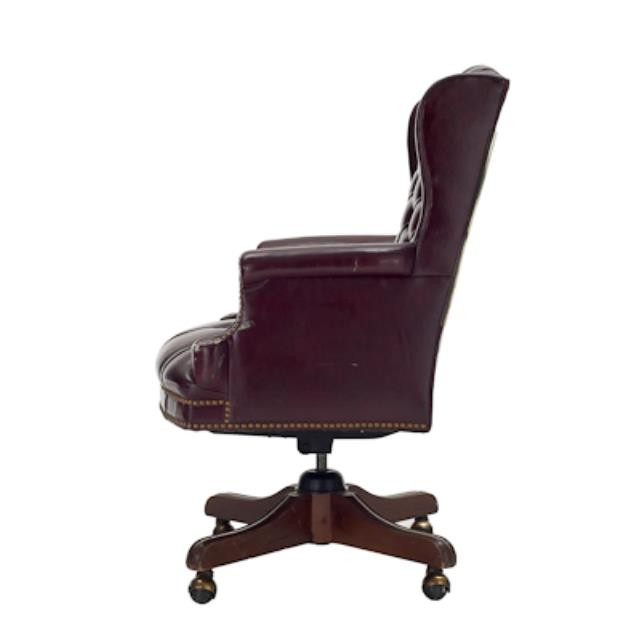 CHAIR-Arm/Executive-Burgundy Tufted Leather