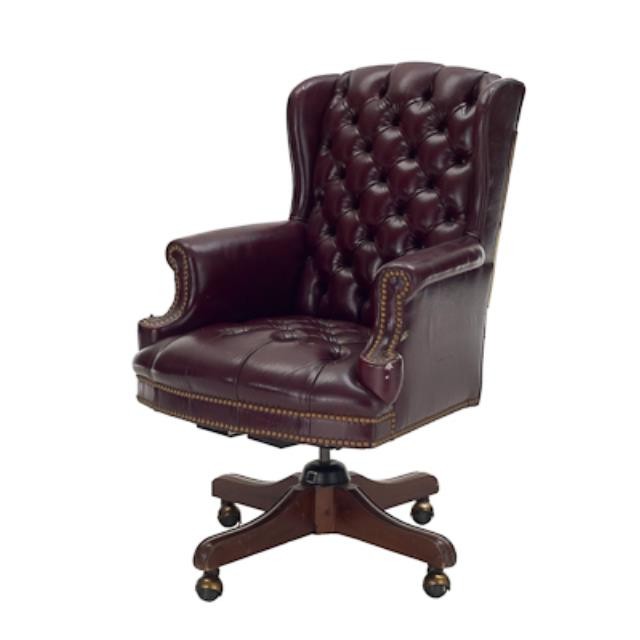 CHAIR-Arm/Executive-Burgundy Tufted Leather