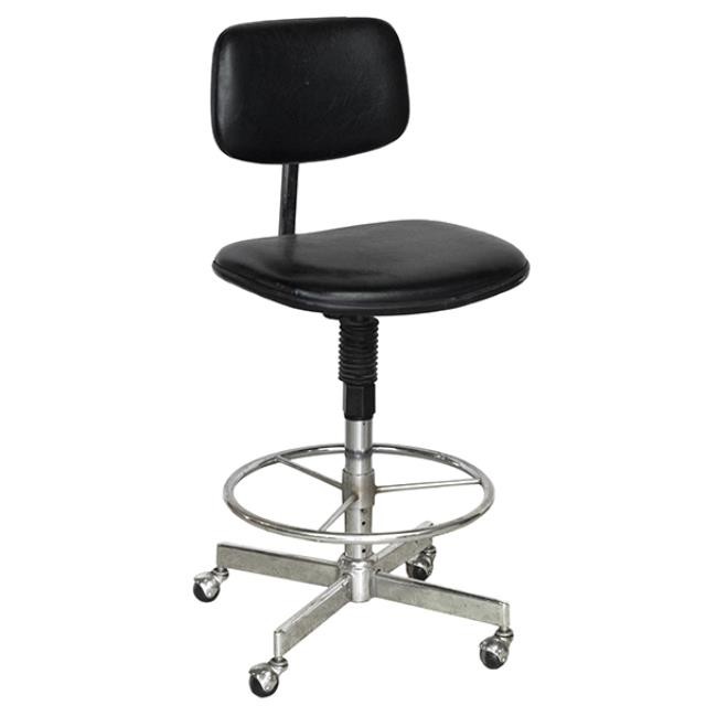 OFFICE CHAIR-A/L Black Leather W/Foot Ring Base