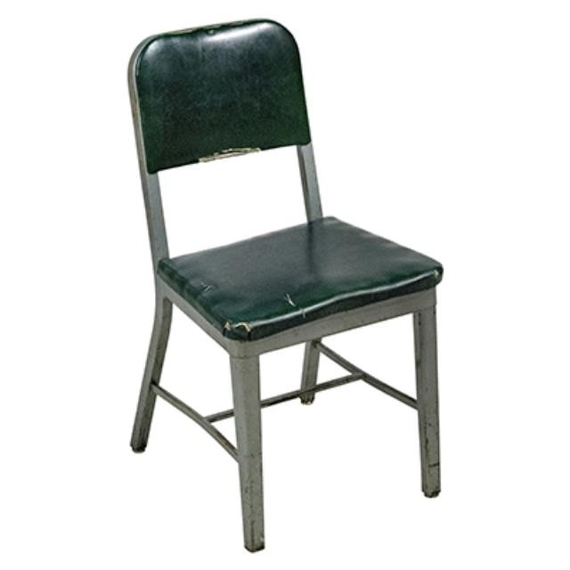 CHAIR-A/L Office- Metal Base W/Dark Green Seat & Back