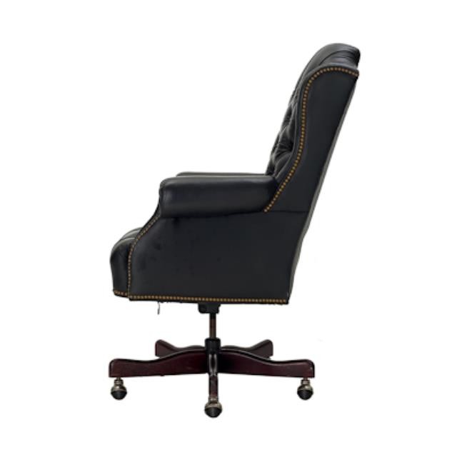 CHAIR-OFFICE-ARM-BLK LEATHER T