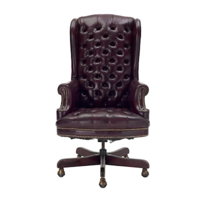 CHAIR-OFFICE-ARM-BURG LEATHER