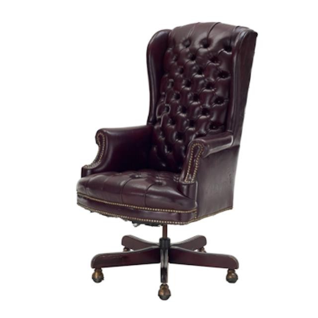 CHAIR-OFFICE-ARM-BURG LEATHER