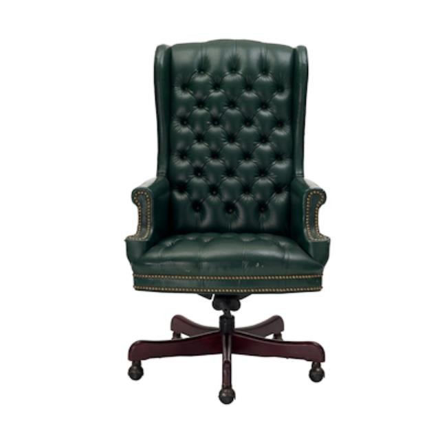 CHAIR-OFFICE-ARM-GREEN TUFTED